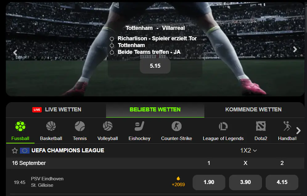 Sportwetten bei Spinit